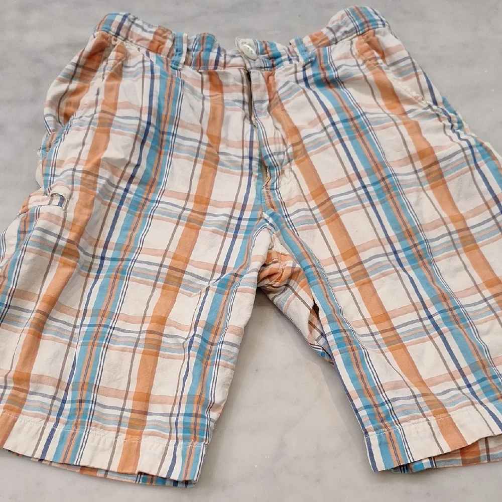 Vintage 90s Y2k Abercrombie & Fitch Frat Boy AS IS Plaid Orange Blue Shorts SzLg